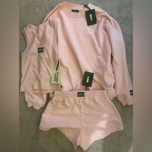 Daily Drills Oversized Crew, Super Shorts, Logo Ribbed Tank in CUPID